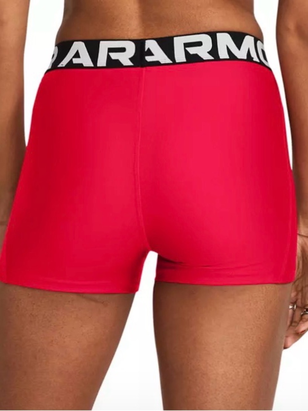 Under Armour Women’s Red Logo Waistband Bike Shorts - Picture 2 of 6